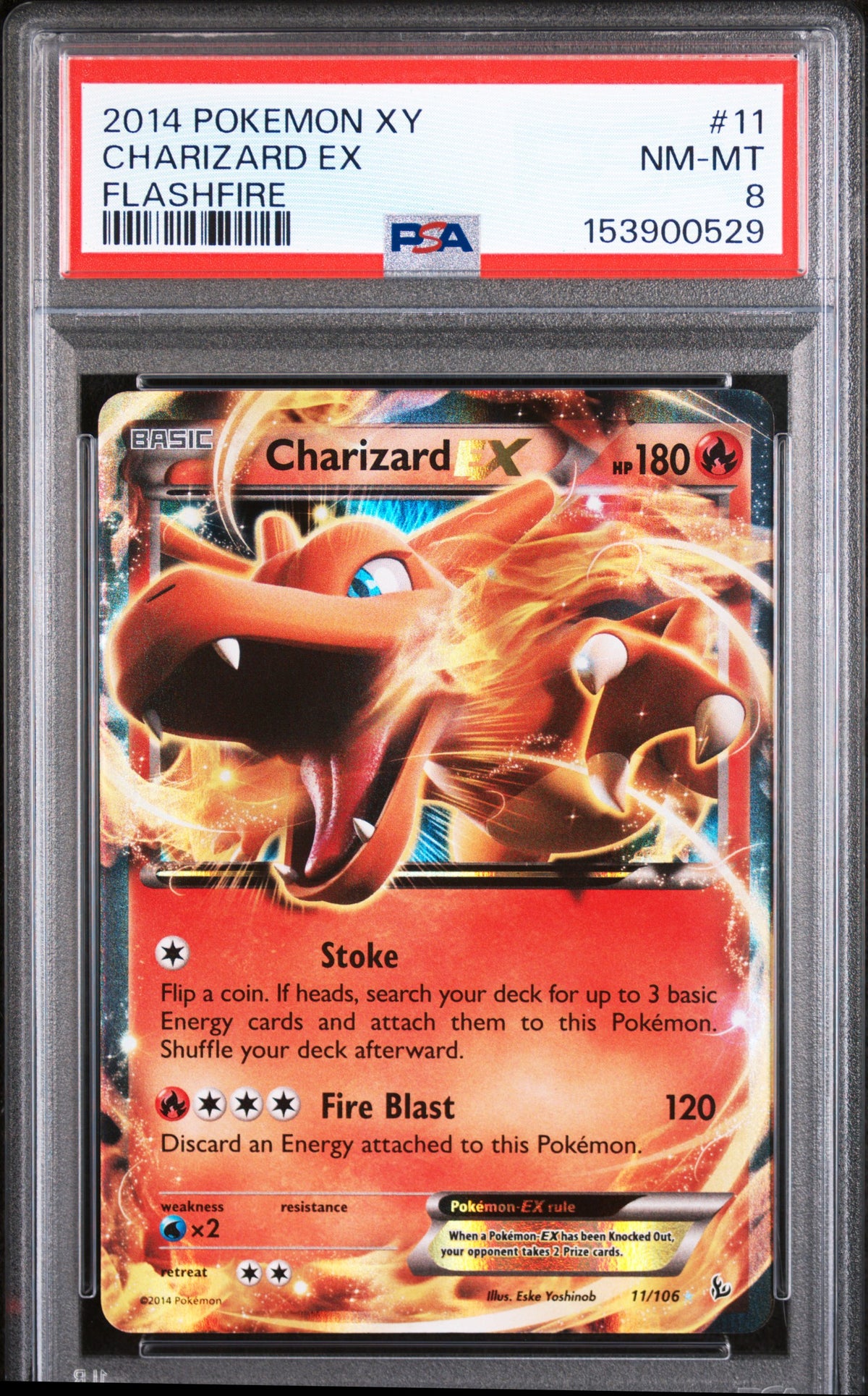 2014 POKEMON XY FLASHFIRE #11 CHARIZARD EX PSA 8
