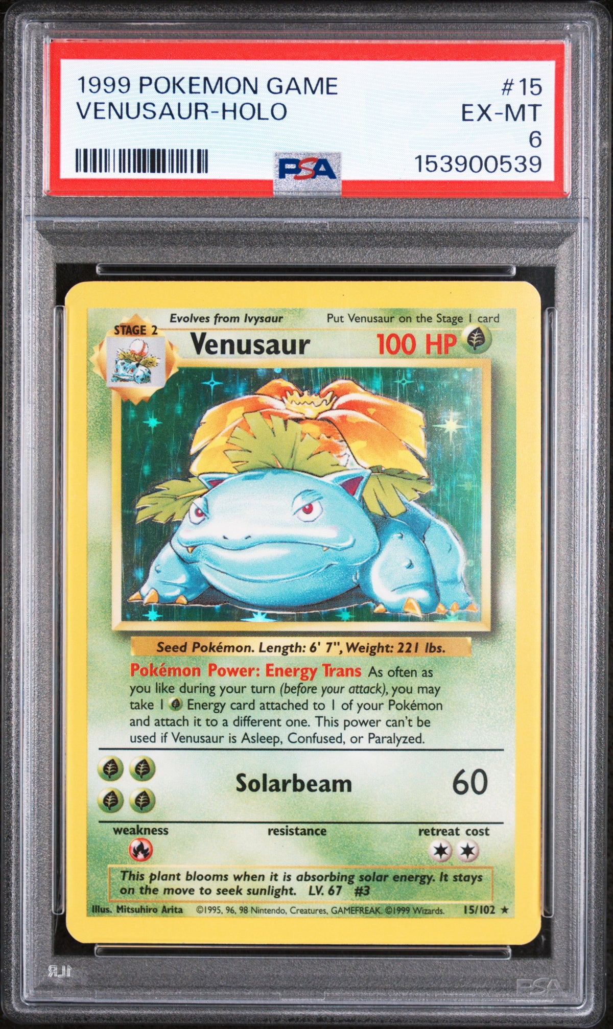 1999 POKEMON GAME #15 VENUSAUR-HOLO PSA 6