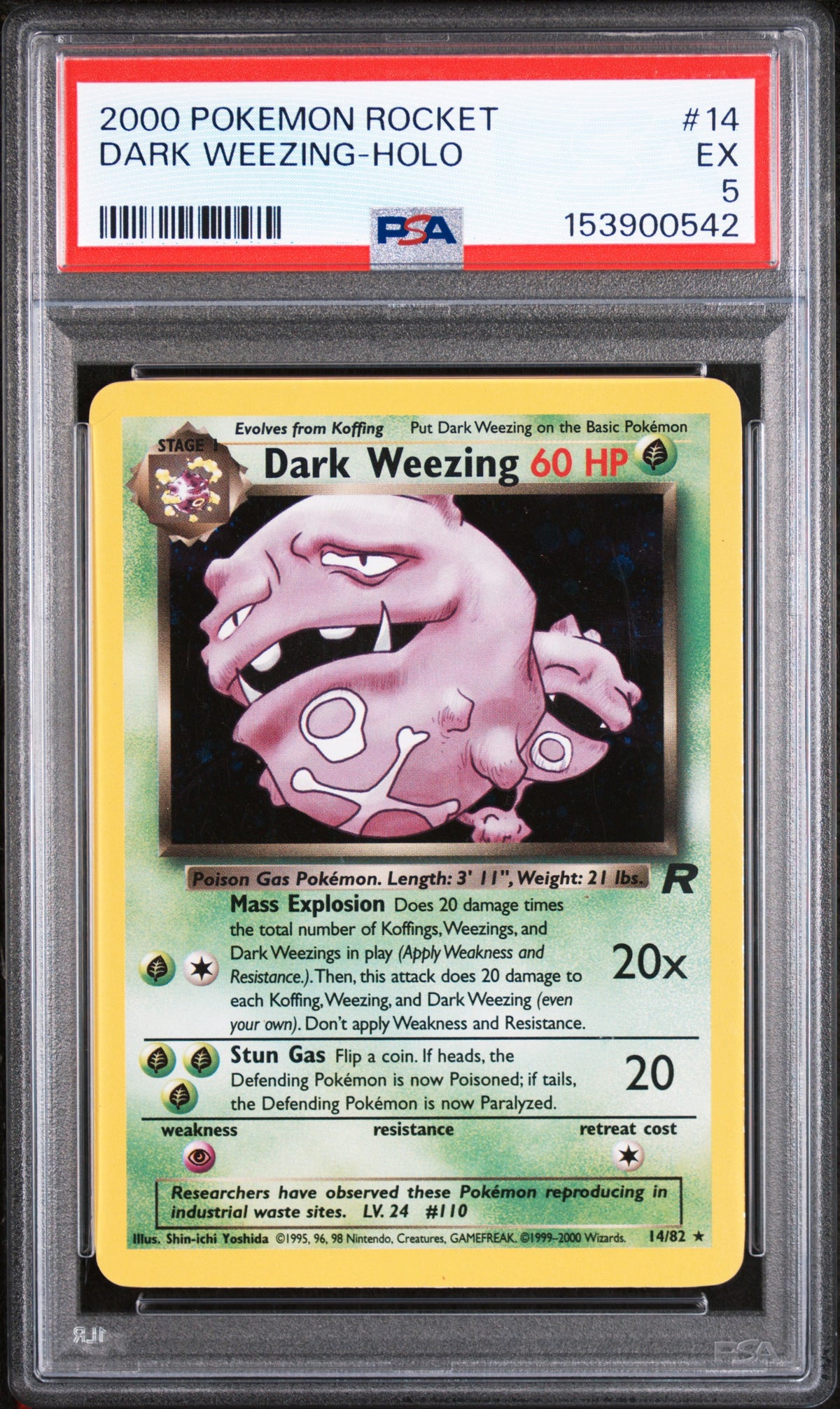 2000 POKEMON ROCKET #14 DARK WEEZING-HOLO PSA 5