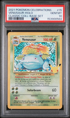 2021 POKEMON CELEBRATIONS CLASSIC COLLECTION #15 VENUSAUR-HOLO PSA 10