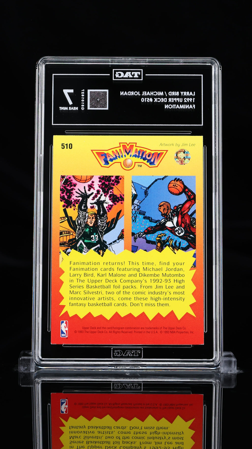 Michael Jordan & Larry Bird 1992 Upper Deck #510 – Fanimation (TAG Graded 7 NM)
